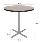 Tavolo da pranzo rotondo Bennet Collection da 36" con base a X Grigio/Nebulosa Grigia