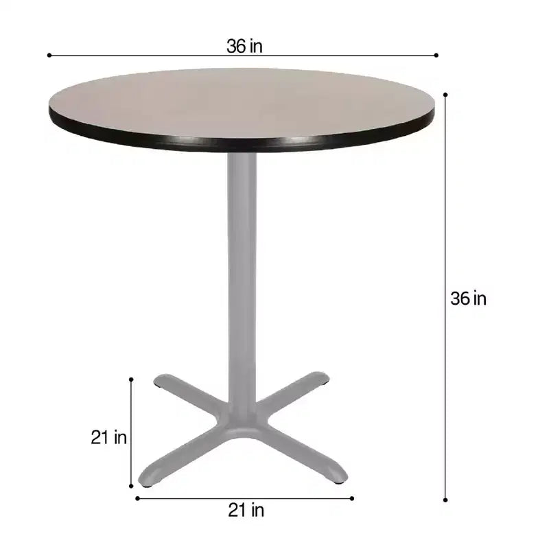 Tavolo da pranzo rotondo Bennet Collection da 36" con base a X Grigio/Nebulosa Grigia