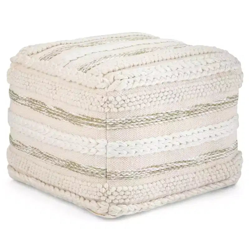 Pouf quadrato Silva naturale - Tessuto a telaio, resistente, leggero, nessun assemblaggio, stile bohémien