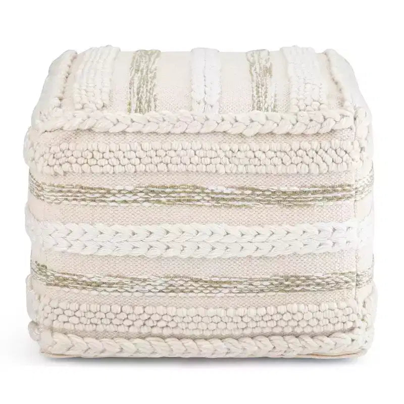 Pouf quadrato Silva naturale - Tessuto a telaio, resistente, leggero, nessun assemblaggio, stile bohémien