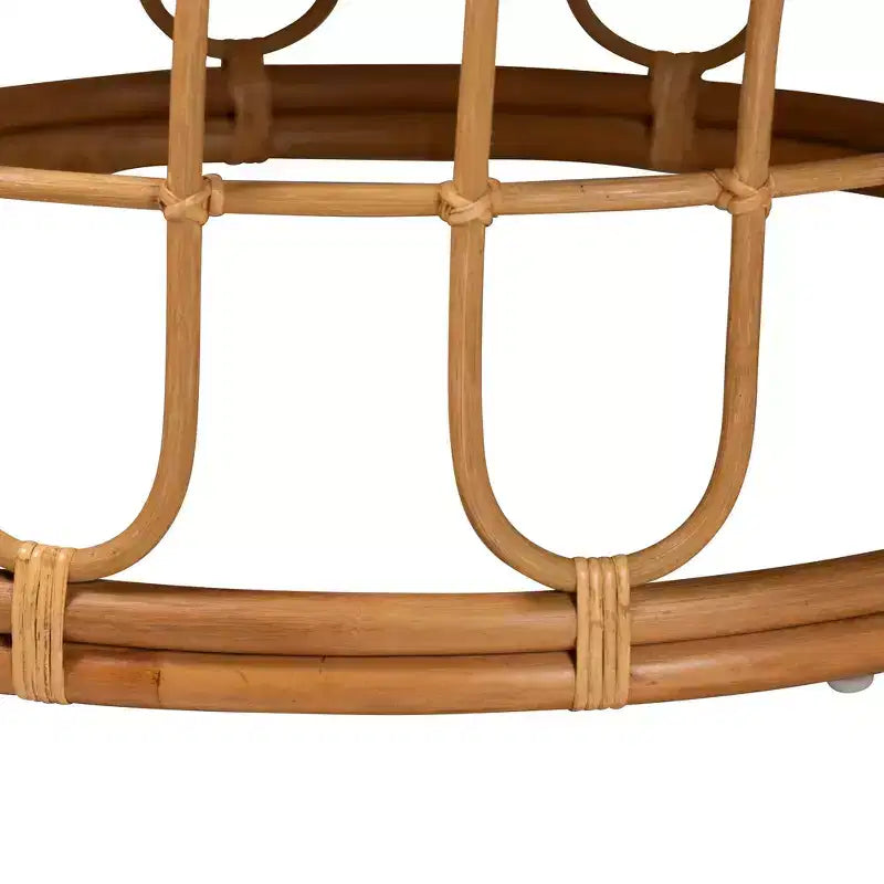 Tavolino da Caffè Phoenix Moderno Bohemien in Rattan Color Miele Chiaro